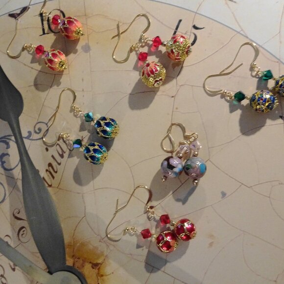 Cloisonne earrings in six handcrafted artisanal designs - Picture 8 of 15